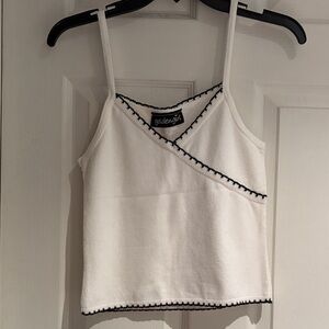 White Tank Top with Black Trim